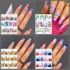 Colorful Stripes Nail Stickers 36 Sheets Rainbow Nail Stickers Water Transfer Nail Decals Rainbow Geometric Pride Curve French Nail Stickers for Acrylic Nails Watermark Nail Art Designs