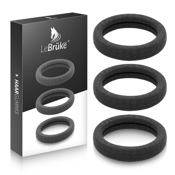 Lebrüke® 50 Hair Bobbles Black – Premium Elastic Bands Hair Bands – Elastic and Cotton – Elastic Bands for Women and Girls Bun – Hair Band Ponytail Rubber