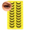 OHY Natural False Eyelashes Wispy Lashes Natural Look Strip Lashes Fake Eyelashes D Curl Lashes Strip Soft and Comefotable Natural Strip Lashes 10 Pairs
