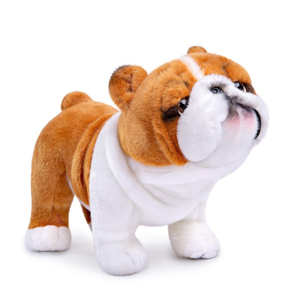 ZHONGXIN MADE Simulation Bulldog Plush Toy - Realistic 12" Standing English Bulldog Pet Dog Stuffed Animal Cute Dog Puppy Plushie Toy, Unique Plush Gift Collection for Kids