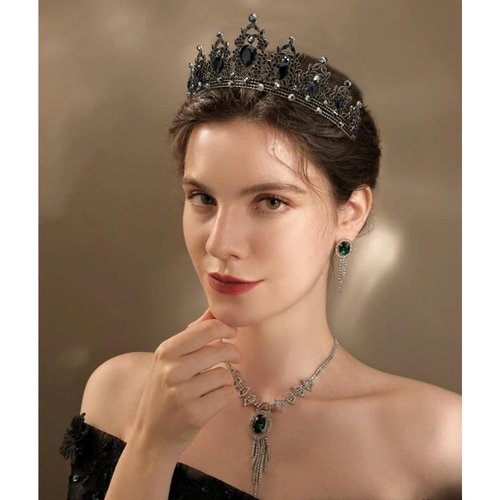 Atoden Birthday Crown and Birthday Queen Sash Black Tiara Birthday Girl Women Crystal Crown Princess Birthday Party Decorations Rhinestone Headband Birthday Accessories for Party