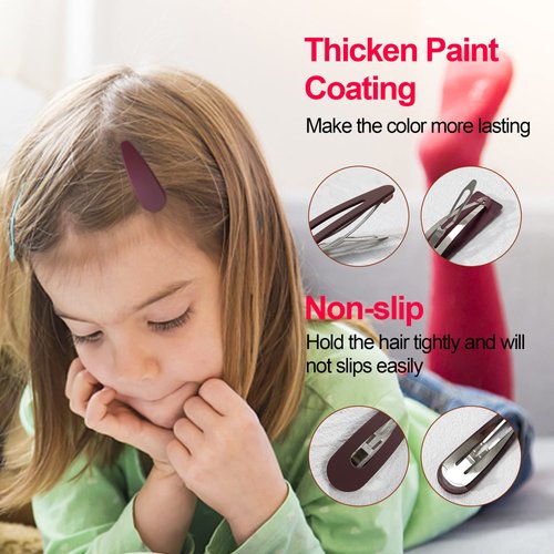 B.PHNE 20Pcs Matte Snap Hair Clip Barrettes for Girls women, No Slip Cute Solid Candy Color Hair Accessories Hair Pins (SnapClip20D)