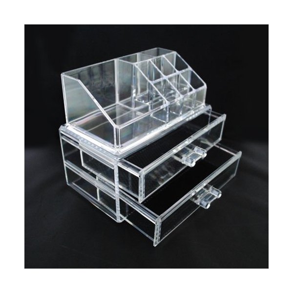 Luxury Acrylic Cosmetic Organizer Makeup Box 2 Drawers 1063*** Top and Bottom Set