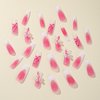 Hkanlre Pink French Press on Nails Cute Heart Fake Nails Tips Full Cover False Square Medium Nails for Women and Girls 24PCS
