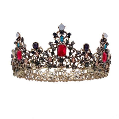 SH Baroque Queen Crown for Women Rhinestone Wedding Crowns and Tiaras Girls Vintage Birthday Tiara Halloween Party Hair Accessories with Ruby for Pageant Prom