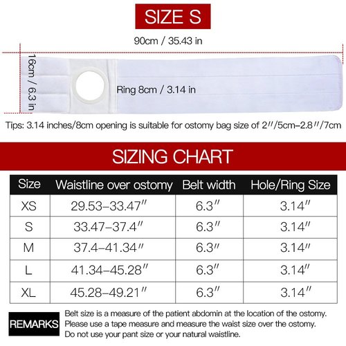 Men Or Women Medical Ostomy Belt Ostomy Hernia Support Belt Abdominal Stoma Binder Brace Abdomen Band Stoma Support (Hole 3.14") for Colostomy Patients to Prevent Parastomal Hernia Stoma Opening (XS)