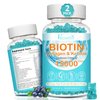 Hair Skin and Nails Gummies, 15000 mcg Biotin with Collagen Gummies, Vitamin C Zinc for Women Men Muscle Joint & Immunity - Blueberry Flavor, 2 Pack 120 Ct