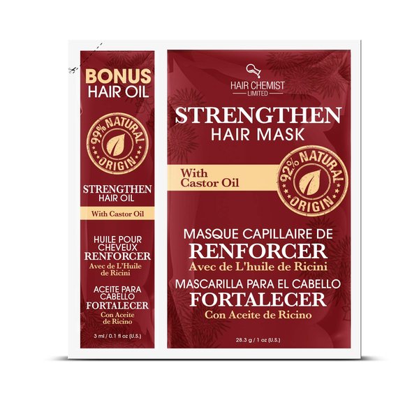 Hair Chemist Strengthen Hair Mask with Castor Oil Packette 1 ounce (2-Pack)