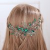 Aimimier Bridal Green Crystal Hair Comb Emerald Rhinestone Headpiece for Bride Wedding Prom Party Festival Hair Accessories for Women and Girls(Silver)