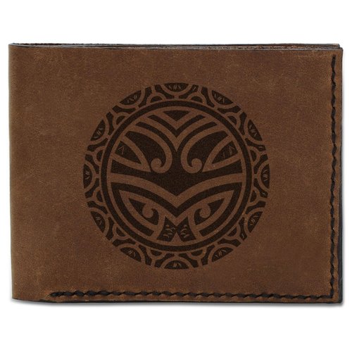 Men's Maori Tattoo -1 Handmade Natural Genuine Pull-up Leather Wallet MHLT_03