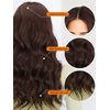 Nnzes Wigs with Curtain Bangs for Women Long Wavy Women's Charming Synthetic Lace Front Wigs with Bangs Natural Wavy Dark Auburn Brown Wigs Medium Length Wig Heat Resistant Hair for Daily Party Use