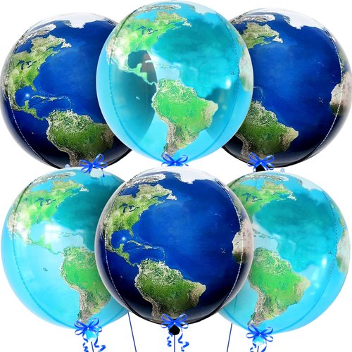 KatchOn, Globe Balloons for Globe Decorations - Big 22 Inch, Pack of 6 | Earth Balloons for Around The World Decorations | World Balloons for Bon Voyage Party Decorations, Travel Party Decorations