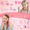 Pretend Makeup for Toddlers, Kids Pretend Play Makeup Set for Little Girls, Fake Toy Makeup Set with Purple Cosmetic Case & Jewelry Set, Birthday for Kids Girls 3 4 5 6 7 8+
