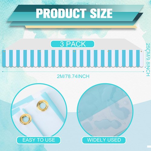 3 Pieces Awning Wall Decorations Blue and White Balloons Ice Cream Awning French Cafe Themed Party Decorations for Birthday Backdrop Decor (Blue and White)