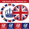 chiazllta 96 Pcs Britain UK England Flag Birthday Party Paper Plate and Napkins British Flag Party Supplies Tableware Union Jack Party Decorations Paper Plate Napkin Fork for Party Favors 24 Guests