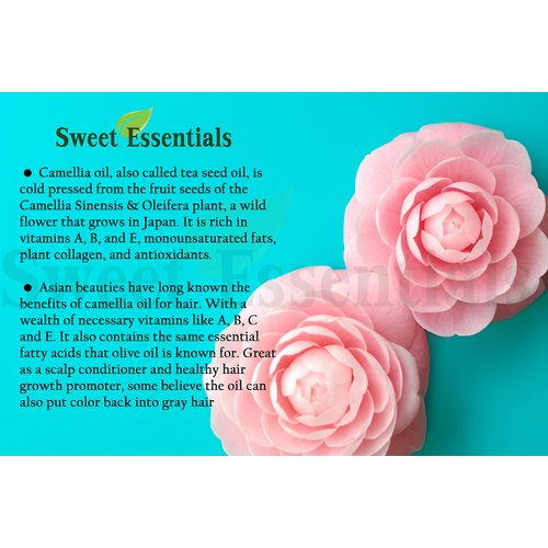 Sweet Essentials Organic Unrefined Camellia Seed Oil | Imported From Japan | 4oz Bottle | 100% Pure - Virgin | 100% Organic | For Hair & Skin Use | Japanese Beauty Oil | Camellia Oleifera