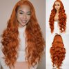MISS FANCY 32 Inch Ginger Lace Front Wigs For Black Women 13X6 HD Frontal Lace Pre Plucked Glueless Wigs with Baby Hair Body Wave Synthetic Heat Resistant Fiber Wig Daily Wear and Go