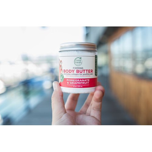 Petal Fresh Pure Firming Pomegranate & Grapefruit Body Butter, Organic Coconut Oil, Argan Oil, Shea Butter, Promotes Collagen, For All Skin Types, Natural Ingredients, Vegan and Cruelty Free, 8 oz
