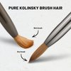 Aokitec Acrylic Nail Brush Size 14, Pure Kolinsky Hair Bristles Sturdy Wooden Handle Oval Crimped Sable Acrylic Brush Wood Nail Art Brush for Acrylic Powder Application Manicure Tool（Black）
