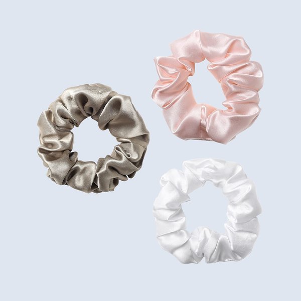 ZIMASILK 100% Mulberry Silk Hair Scrunchies Best for Women and Girls’Hair 19 Momme Silk Elastic Hair Bands for Ponytail Holder Gentle and No hurt (3 Pack, Taupe, Pink, White)