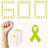 CrateGurus Co. 600 Pcs Lime Green Ribbon Awareness Temporary Tattoos Bulk Essential Tremor Childhood Mental Health Lyme Disease Depression Hodgkins Lymphoma Awareness Products Muscular Dystrophy Items