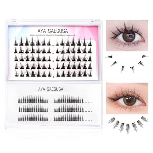 HOSAILY Manga Lash Clusters 2 Styles Segmented Asian Eyelashes Natural Look DIY Eyelash Extensions Mixed Lengths Natural Individual Lash Clusters
