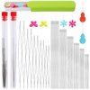 Uzecpk 76PCS Beading Needles Set, 60 PCS Long Straight Beading Thread Needles 10 PCS Big Eye Beading Needles with Needle Bottle Threaders for Bracelets and Jewelry Making
