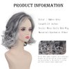 XIUFAXIRUSI XIUFAXIRUSI Medium Grey Wavy Bob Wigs for Women Gray to White Layered Wig Shoulder Length Synthetic Wig for Daily Party Use