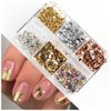 6 Grids Metallic Nail Art Foil Flakes,Gold Nail Glitter Flakes Holographic Nail Glitter Sequins 3D Sparkly Aluminum Foil Flake Gold Silver Nail Foil Glitter Flakes Nail Art Supplies for Women Girls