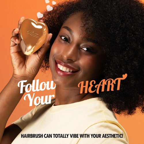 ReFa HEART BRUSH ROSE GOLD | Heart Shaped Detangling Brush for Women | Small Hair Brush for Thick Hair | Hair Detangler Hair Brush Travel Hair unbrush