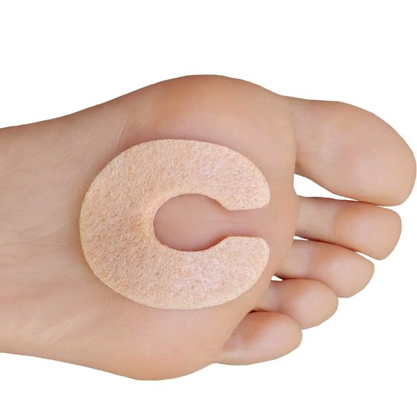 Chiroplax C-Shaped Felt Callus Cushion Pads Protector Rubbing Pain Relief Forefoot Metatarsal | 3/16" Thick (Pack of 30)