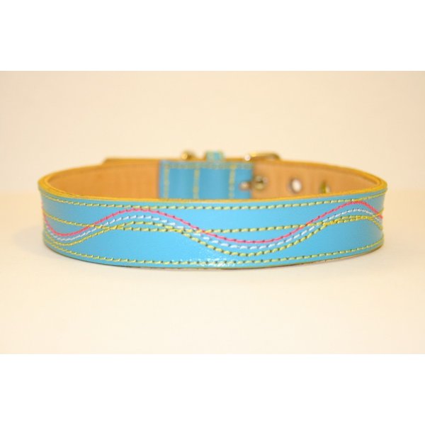 The Cool Puppy XL Cool Leather Dog Collar Sky Blue