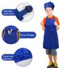 SUNLAND Kids Apron and Hat Set Children Chef Apron for Cooking Baking Painting (Royal Blue, M)