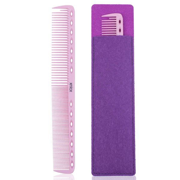 xnicx Hair Cutting Comb,Carbon Fine Cutting Comb Teasing Comb for women and men,Professional Barber Cutting Combs for Hair Styling,Thin Heat Resistant Salon Cutting Comb Pink