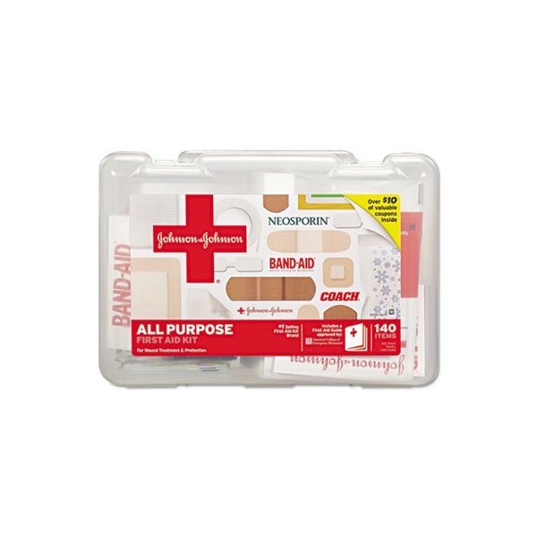 Johnson & Johnson 3009 All Purpose First Aid Kit, 140 Pieces, Plastic Case