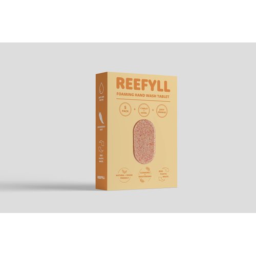 Reefyll Foaming Hand Soap Refill Tablets Dissolvable Plastic Free Hand Wash Pods Just Add Water Juicy Orange Scent 5 Tablets