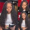 28 Inch HD Transparent Water Wave Lace Front Wigs for Women 13x4 Curly Lace Front Wig Pre-Plucked with Baby Hair 180% Density
