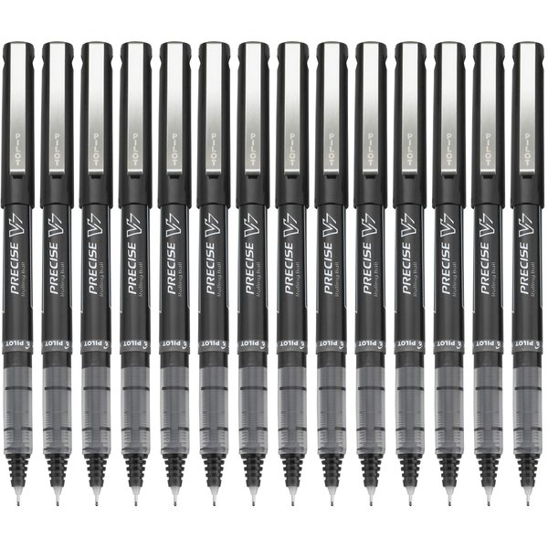 PILOT, Precise V7, Capped Liquid Ink Rolling Ball Pens, Fine Point 0.7 mm, Black, Pack of 14