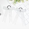DEEKA 12 PCS Glitter Collegiate Style Cheer Bows Long Tail Full Rhinestones Skinny Shiny Cheer Bow Ponytail Holder Handmade Bows for Girls Teens Cheerleader Sports -White