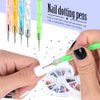 Teenitor Nail Art Brushes,3D Nail Art Paiting Polish Design Kit with 15 Nail Gel Brushes, Nail Dotting Pen 5pcs, 12 Colors Nail Rinestones 10 Adhesive Nail Striping Tape for False Acrylic Nails White