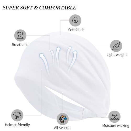 Wecoe 6 Pack White Headbands for Women Wide Elastic Headbands Fashion African Headbands For Wigs Head Wrap Knotted Headbands Sports Running Workout Yoga Headbands Halloween Hair Accessories For Women