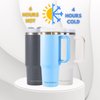 40oz Insulated Stainless Steel Travel Tumbler with Handgrip for Coffee, Tea, Smoothies - Water Bottle Cup with Handle and Straw Lid - Leakproof and Reusable Mug (Sand Dune)