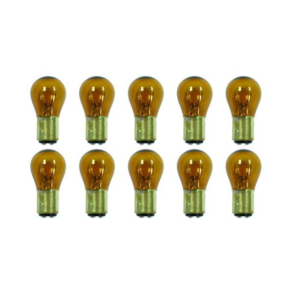 CEC Industries #2357A (Amber) Bulbs, 12.8/14 V, 28.16/8.26 W, BAY15d Base, S-8 shape (Box of 10)