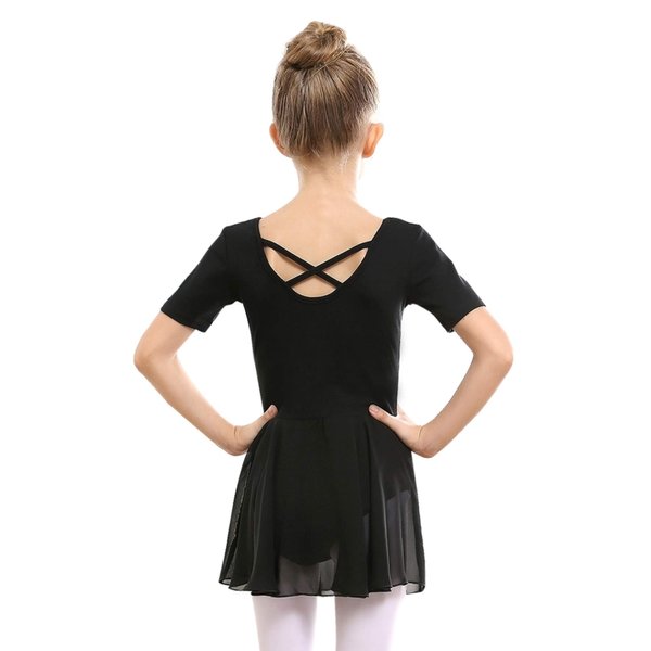 Stelle Ballet Leotards for Girls Dance Leotard with Skirt Toddler Dance Outfits Criss-Cross Back (Black,4T)