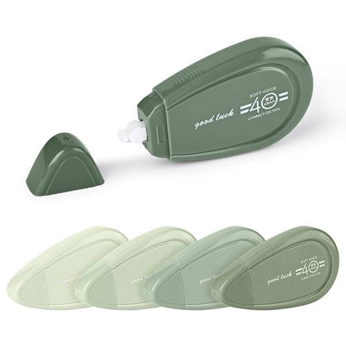 Valtiner 5pcs White Correction Out Tape, 32.81 Feet Cute Correction Tape for Instant Corrections, Easy to Use Applicator for Office and School Supplies (Green)