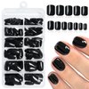Lifextol 240pc Square Press on Nails Short Fake Nails Press ons with Glue&Adhesive Tabs, Black Acrylic Nails Press on Nails Square Nail Tips Petite Glue on Nails False Nails Artificial Fingernails