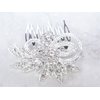 Gold or silver crystal flower hair comb barrette clip bridal clip bridal (Primary color: Silver)