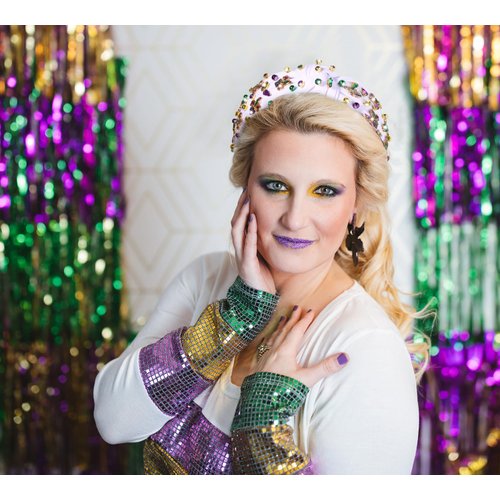 Mardi Gras Headbands for Women Fleur De Lis Headband Green Purple Gold Rhinestone Crystal Knotted Headband Mardi Gras Accessories Fat Tuesday Outfits Parade Pary Favors (Fleur De Lis 1 - White)