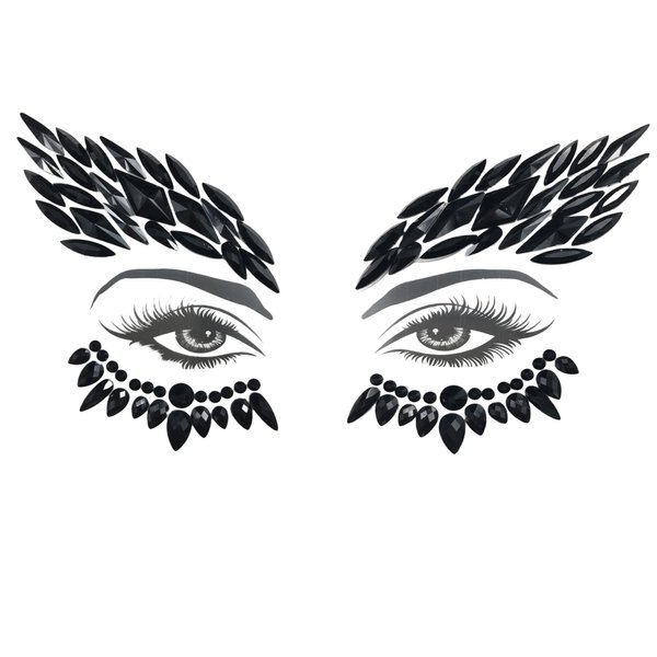 black face jewels tattoo eye sticker festival body sticker black gems holidays halloween decoration temporary tattoo for skin