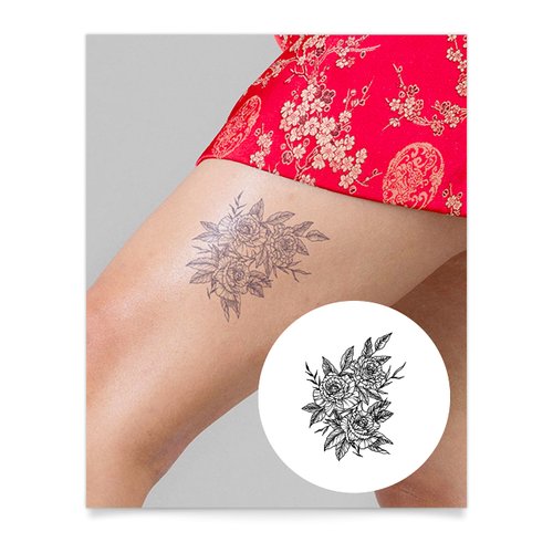 Inkbox Temporary Tattoos, Semi-Permanent Tattoo, One Premium Easy Long Lasting, Water-Resistant Temp Tattoo with For Now Ink - Lasts 1-2 Weeks, Rosebush, 4 x 4 in